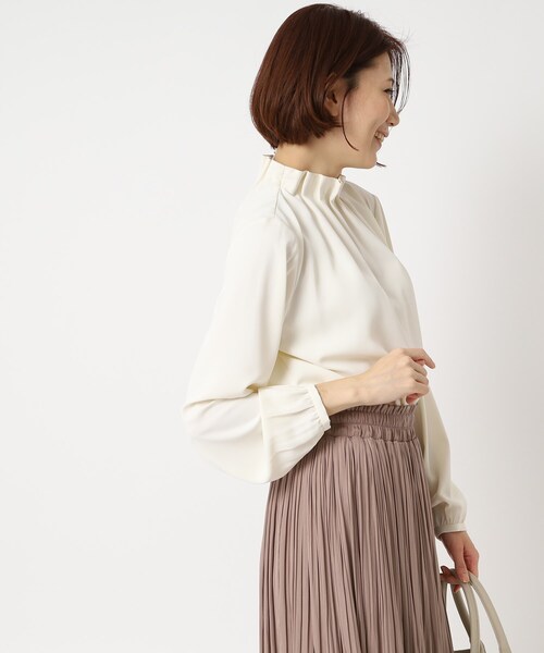 SHOO・LA・RUE（シューラルー）の「◆【S-3L】スタンドフリルブラウス（シャツ/ブラウス・レディース・アイボリー/ブラック・01/02/03/04/05）」の12枚目の写真