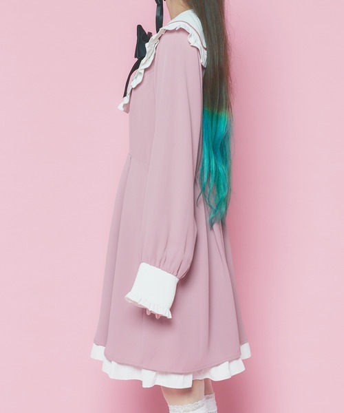 WEGO(ウィゴー)の「WEGO/【一部店限定】リボン付きビッグ襟ワンピース(ワンピース・レディース・ブラック/ピンク・FREE)」の18枚目の写真