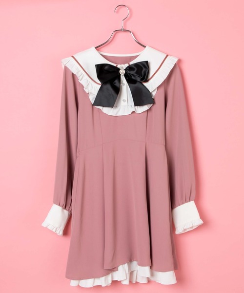 WEGO(ウィゴー)の「WEGO/【一部店限定】リボン付きビッグ襟ワンピース(ワンピース・レディース・ブラック/ピンク・FREE)」の19枚目の写真