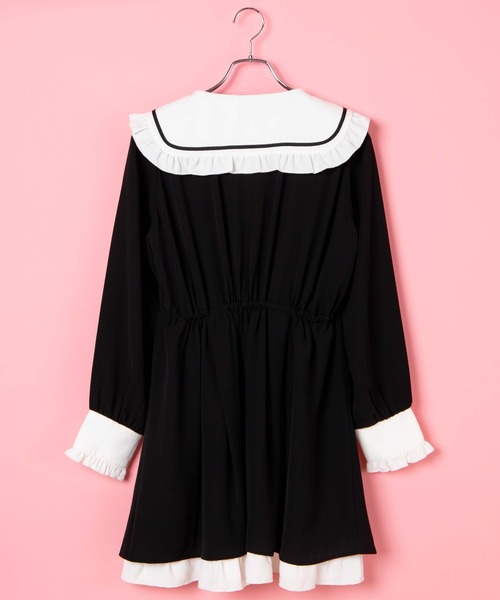 WEGO(ウィゴー)の「WEGO/【一部店限定】リボン付きビッグ襟ワンピース(ワンピース・レディース・ブラック/ピンク・FREE)」の4枚目の写真