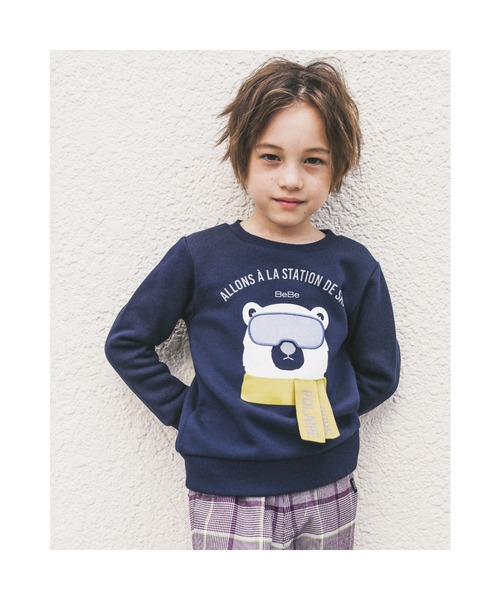 BeBe（ベベ）の「BeBe/裏毛裏起毛シロクマトレーナー(80~140cm)（スウェット・キッズ・ブルー/ネイビー・120/140/130/80/100/110/90）」の3枚目の写真
