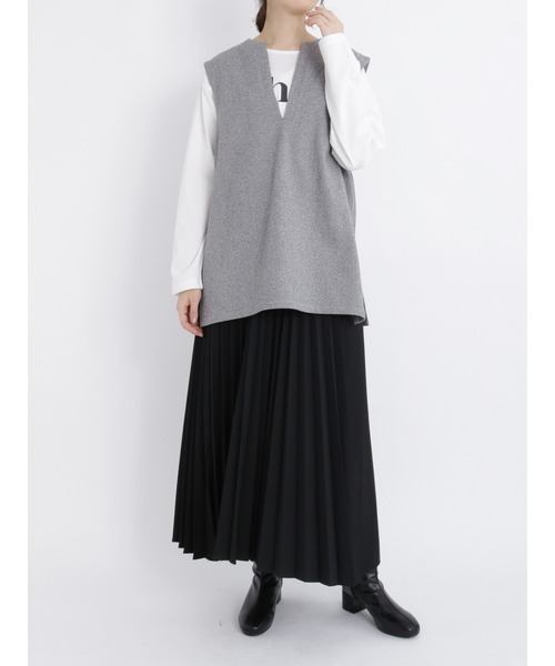 Samansa Mos2 blue（サマンサモスモスブルー）の「アシンメトリープリーツスカート（スカート・レディース・ブラック/グレー/キナリ・ﾌﾘ-）」の16枚目の写真