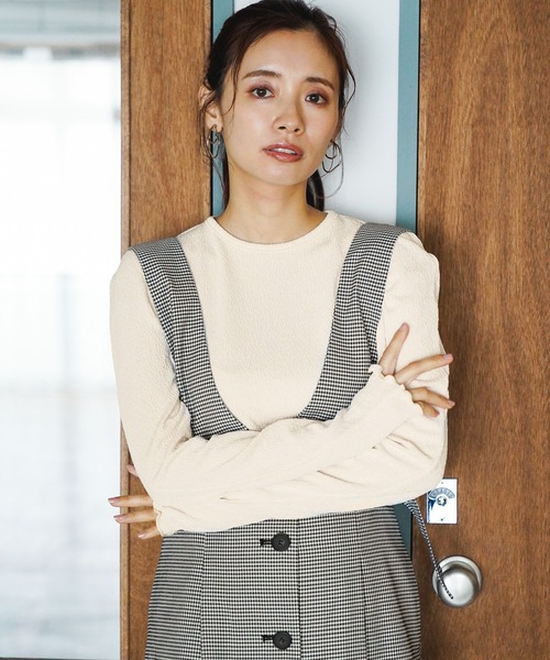 mysty woman(ミスティウーマン)の「パワショルストレッチプルオーバー 184568(Tシャツ/カットソー・レディース・ブラック/ピンク/オフホワイト・FREE)」の3枚目の写真
