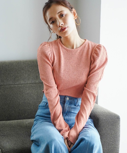 mysty woman(ミスティウーマン)の「パワショルストレッチプルオーバー 184568(Tシャツ/カットソー・レディース・ブラック/ピンク/オフホワイト・FREE)」の2枚目の写真
