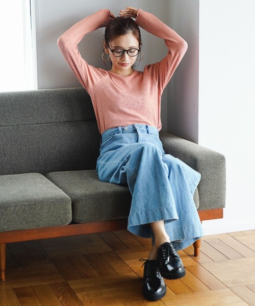 mysty woman(ミスティウーマン)の「パワショルストレッチプルオーバー 184568(Tシャツ/カットソー・レディース・ブラック/ピンク/オフホワイト・FREE)」の18枚目の写真
