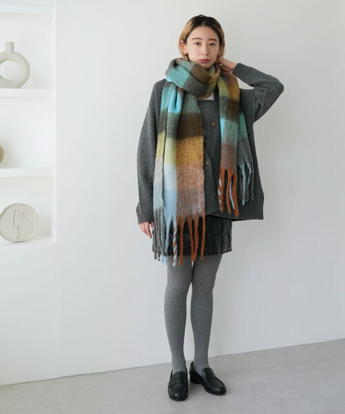 SLOBE citron.（スローブシトロン）の「SLOBE citron. CHECK MOHAIR STOLE（マフラー・レディース・ピンク/グリーン/ブラウン・FREE）」の7枚目の写真