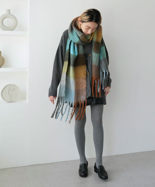 SLOBE citron.（スローブシトロン）の「SLOBE citron. CHECK MOHAIR STOLE（マフラー・レディース・ピンク/グリーン/ブラウン・FREE）」の9枚目の写真