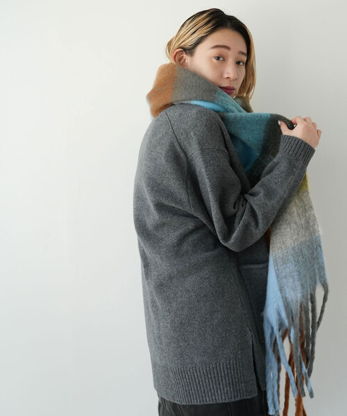 SLOBE citron.（スローブシトロン）の「SLOBE citron. CHECK MOHAIR STOLE（マフラー・レディース・ピンク/グリーン/ブラウン・FREE）」の13枚目の写真