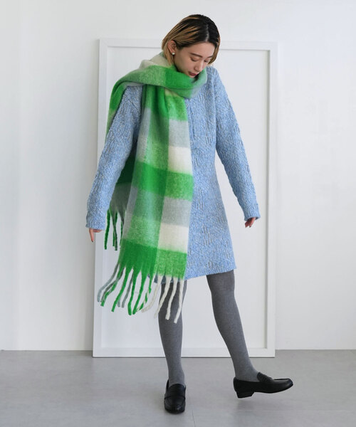 SLOBE citron.（スローブシトロン）の「SLOBE citron. CHECK MOHAIR STOLE（マフラー・レディース・ピンク/グリーン/ブラウン・FREE）」の15枚目の写真