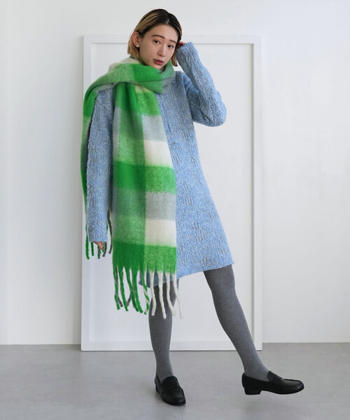 SLOBE citron.（スローブシトロン）の「SLOBE citron. CHECK MOHAIR STOLE（マフラー・レディース・ピンク/グリーン/ブラウン・FREE）」の16枚目の写真