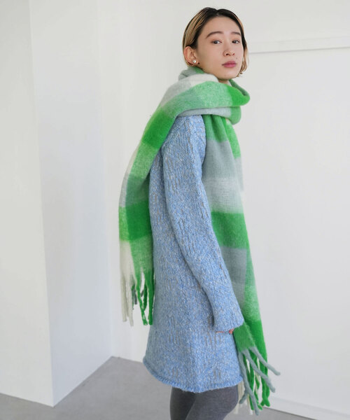 SLOBE citron.（スローブシトロン）の「SLOBE citron. CHECK MOHAIR STOLE（マフラー・レディース・ピンク/グリーン/ブラウン・FREE）」の17枚目の写真