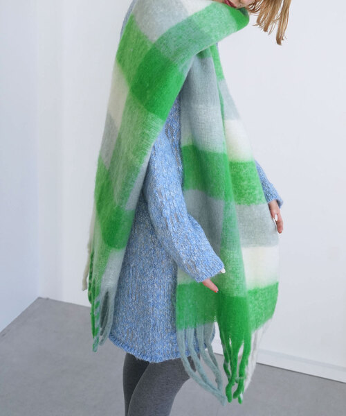 SLOBE citron.（スローブシトロン）の「SLOBE citron. CHECK MOHAIR STOLE（マフラー・レディース・ピンク/グリーン/ブラウン・FREE）」の19枚目の写真