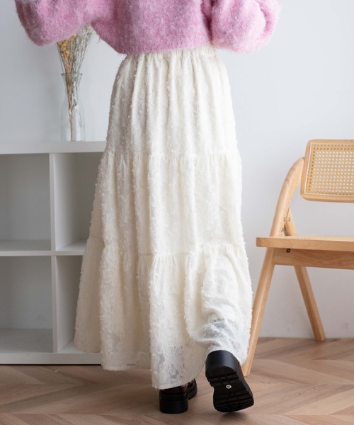 WEGO（ウィゴー）の「WEGO/フラワーシャギーティアードスカート（スカート・レディース・アイボリー/ブラック・FREE）」の13枚目の写真