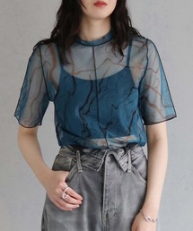 cheriella | 【cheriella】WEB限定マーブルハイネックシアートップス半袖　新色追加(Tシャツ/カットソー)