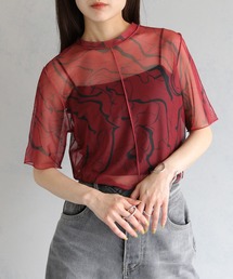 【cheriella】WEB限定マーブルハイネックシアートップス半袖 新色追加