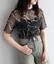 cheriella | 【cheriella】WEB限定マーブルハイネックシアートップス半袖(Tシャツ/カットソー)