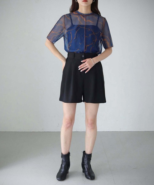 cheriella（シェリエラ）の「【cheriella】WEB限定マーブルハイネックシアートップス半袖　新色追加（Tシャツ/カットソー・レディース・グレイッシュベージュ/ブラック/ブルー/カーキ/グレー/ブルーグリーン/グレー系その他/ワイン・M）」の17枚目の写真