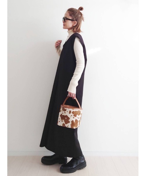 CORNERS(コーナーズ)の「CORNERS by yui 3wayロングジャンスカ(ジャンパースカート・レディース・ブラック/ライトグレー/オフホワイト/ベージュ・L/M)」の6枚目の写真