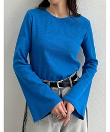 Re:EDIT | [累計販売枚数1.6万枚突破]クルーネックフレアスリーブリブカットソートップス(Tシャツ/カットソー)