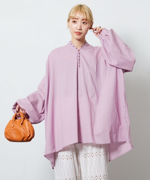 FREAK'S STORE（フリークスストア）の「【限定展開】 インド クルミボタン ブラウス（シャツ/ブラウス・レディース・ブルーグリーン/ブラック/オフホワイト/ブルー/ラベンダー/イエロー/ピンク・ﾌﾘ-）」の6枚目の写真