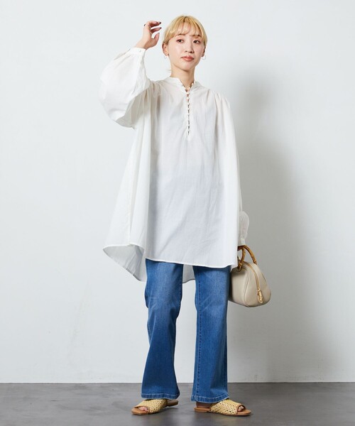 FREAK'S STORE（フリークスストア）の「【限定展開】 インド クルミボタン ブラウス（シャツ/ブラウス・レディース・ブルーグリーン/ブラック/オフホワイト/ブルー/ラベンダー/イエロー/ピンク・ﾌﾘ-）」の8枚目の写真