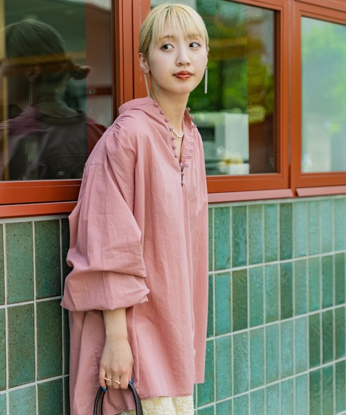 FREAK'S STORE（フリークスストア）の「【限定展開】 インド クルミボタン ブラウス（シャツ/ブラウス・レディース・ブルーグリーン/ブラック/オフホワイト/ブルー/ラベンダー/イエロー/ピンク・ﾌﾘ-）」の7枚目の写真