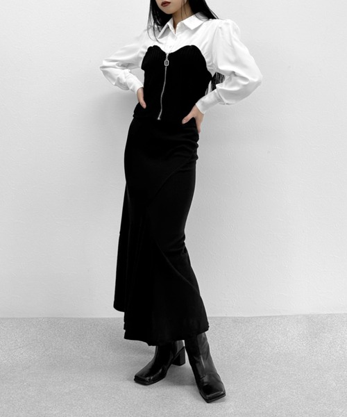 LVEU.(ラブユ.)の「Asymmetric mermaid skirt / アシンメトリーマーメイドスカート(スカート・レディース・グレー/ブラック・FREE)」の15枚目の写真