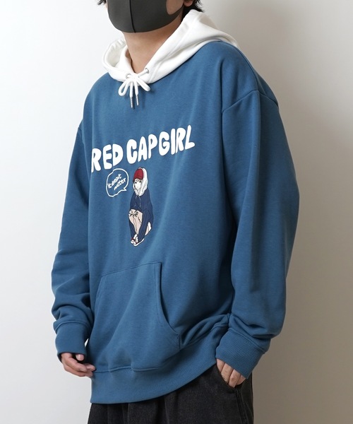 Red Cap Girl(レッドキャプガール)の「【RED CAP GIRL】新柄追加 ビッグシルエット フロント発泡プリントプルオーバーパーカー ユニセックス(パーカー・メンズ・ホワイト/ブラック/杢グレー/ブルー/ホワイト系その他/グレー系その他/ブルー系その他2/グリーン系その他/ブルー系その他/グレー系3/ブルー系その他3/グレー系その他3/ホワイト系その他3・L/M)」の10枚目の写真