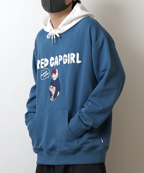 Red Cap Girl(レッドキャプガール)の「【RED CAP GIRL】新柄追加 ビッグシルエット フロント発泡プリントプルオーバーパーカー ユニセックス(パーカー・メンズ・ホワイト/ブラック/杢グレー/ブルー/ホワイト系その他/グレー系その他/ブルー系その他2/グリーン系その他/ブルー系その他/グレー系3/ブルー系その他3/グレー系その他3/ホワイト系その他3・L/M)」の20枚目の写真