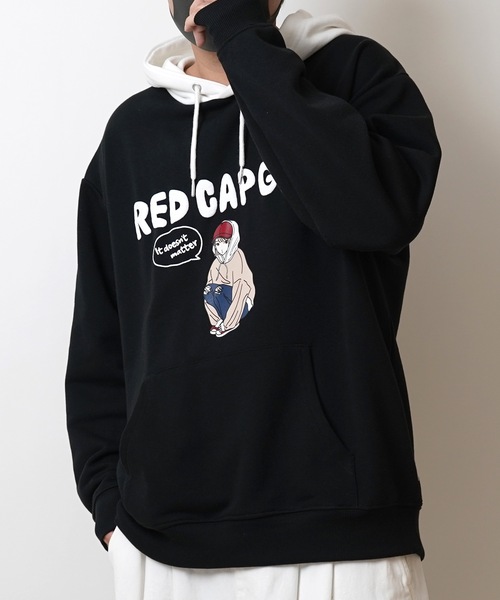 Red Cap Girl(レッドキャプガール)の「【RED CAP GIRL】新柄追加 ビッグシルエット フロント発泡プリントプルオーバーパーカー ユニセックス(パーカー・メンズ・ホワイト/ブラック/杢グレー/ブルー/ホワイト系その他/グレー系その他/ブルー系その他2/グリーン系その他/ブルー系その他/グレー系3/ブルー系その他3/グレー系その他3/ホワイト系その他3・L/M)」の21枚目の写真