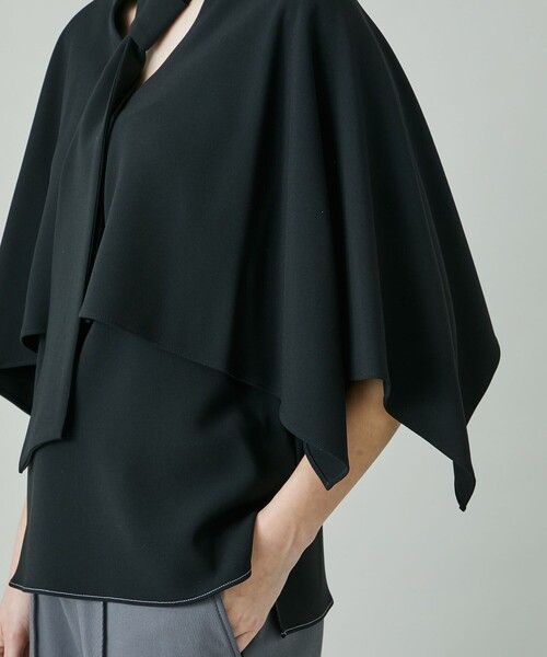 rito structure（リトストラクチャー）の「Triacetate Double Cloth Bow-Tie Cape Blouse（その他トップス・レディース・ブラック/イエロー・2）」の19枚目の写真