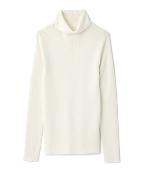 NATURAL BEAUTY BASIC(ナチュラルビューティーベーシック)の「【andGIRL 12月号掲載】【AneCan 12月号掲載】【JJ 12月号掲載】ファインメリノウールリブ14Gタートルニット(ニット/セーター・レディース・ブラック/グレー/ホワイト系その他/オフホワイト/ダークネイビー・MEDIUM)」の3枚目の写真
