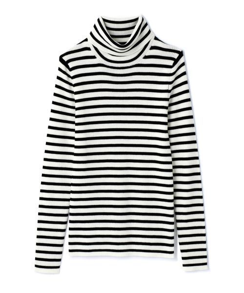 NATURAL BEAUTY BASIC(ナチュラルビューティーベーシック)の「【andGIRL 12月号掲載】【AneCan 12月号掲載】【JJ 12月号掲載】ファインメリノウールリブ14Gタートルニット(ニット/セーター・レディース・ブラック/グレー/ホワイト系その他/オフホワイト/ダークネイビー・MEDIUM)」の2枚目の写真