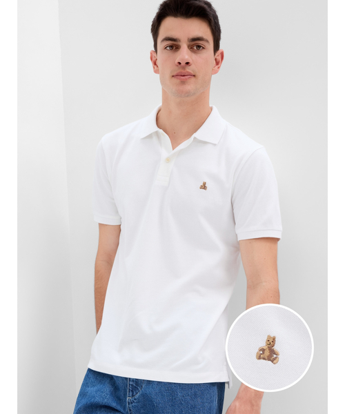 GAP（ギャップ）の「ストレッチピケ ブラナンベアポロシャツ(ユニセックス)（ポロシャツ・メンズ・ホワイト/ネイビー/ライラック/ブラック/グリーン/ブラウン・XL/L/XS/S/M）」の2枚目の写真