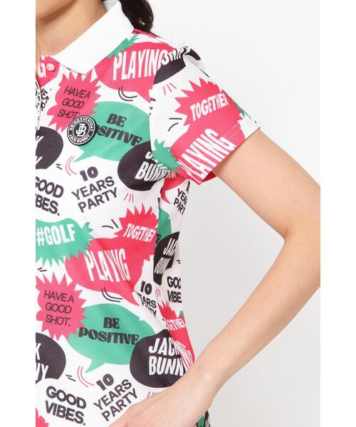 Jack Bunny!!（ジャックバニー）の「【Jack Bunny!!】COOL PASS 半袖ポロシャツ ＜スピーチバルーン柄＞（ポロシャツ・レディース・ホワイト系その他/ブラック系その他・SMALL/MEDIUM/LARGE）」の3枚目の写真