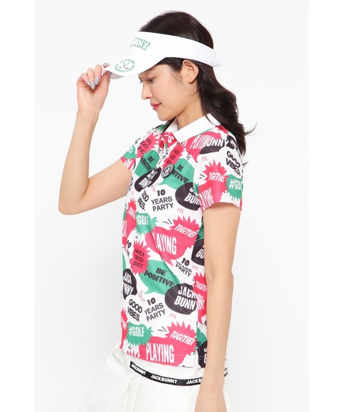 Jack Bunny!!（ジャックバニー）の「【Jack Bunny!!】COOL PASS 半袖ポロシャツ ＜スピーチバルーン柄＞（ポロシャツ・レディース・ホワイト系その他/ブラック系その他・SMALL/MEDIUM/LARGE）」の20枚目の写真