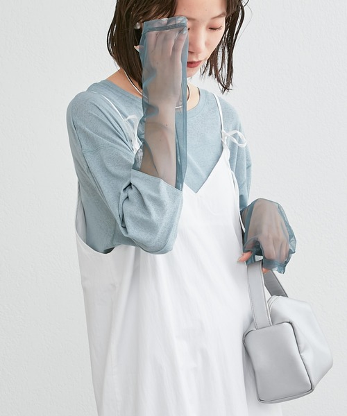 CIAOPANIC TYPY（チャオパニックティピー）の「袖切替シアーTEE（Tシャツ/カットソー・レディース・ホワイト/ブラック/ブルー/グリーン・ONE SIZE）」の15枚目の写真