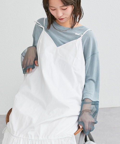 CIAOPANIC TYPY（チャオパニックティピー）の「袖切替シアーTEE（Tシャツ/カットソー・レディース・ホワイト/ブラック/ブルー/グリーン・ONE SIZE）」の16枚目の写真