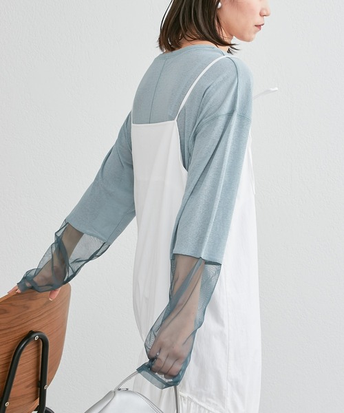 CIAOPANIC TYPY（チャオパニックティピー）の「袖切替シアーTEE（Tシャツ/カットソー・レディース・ホワイト/ブラック/ブルー/グリーン・ONE SIZE）」の18枚目の写真