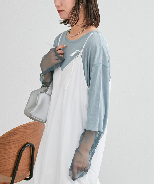 CIAOPANIC TYPY（チャオパニックティピー）の「袖切替シアーTEE（Tシャツ/カットソー・レディース・ホワイト/ブラック/ブルー/グリーン・ONE SIZE）」の17枚目の写真