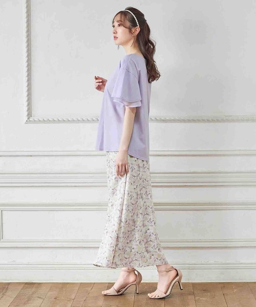 alotta(アロッタ)の「シルケット素材袖シフォン使いトップス(Tシャツ/カットソー・レディース・ミント/ラベンダー/ピンク/ブルー/オフホワイト/ブラック・X-LARGE/XX-LARGE/LARGE/MEDIUM)」の13枚目の写真