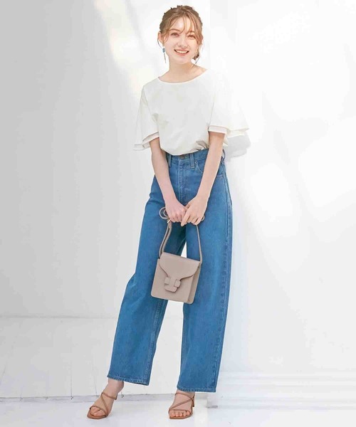 alotta(アロッタ)の「シルケット素材袖シフォン使いトップス(Tシャツ/カットソー・レディース・ミント/ラベンダー/ピンク/ブルー/オフホワイト/ブラック・X-LARGE/XX-LARGE/LARGE/MEDIUM)」の17枚目の写真