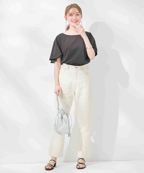 alotta(アロッタ)の「シルケット素材袖シフォン使いトップス(Tシャツ/カットソー・レディース・ミント/ラベンダー/ピンク/ブルー/オフホワイト/ブラック・X-LARGE/XX-LARGE/LARGE/MEDIUM)」の20枚目の写真