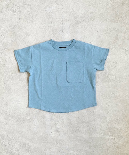 Life Support Products（ライフサポートプロダクツ）の「裾ラウンドポケットT(80～150cm)（Tシャツ/カットソー・キッズ・チャコール/ブルー/オフホワイト/アイボリー/ピンク/モカ/マスタード/ミント・100/110/130/140/80/90/95/120/150）」の7枚目の写真