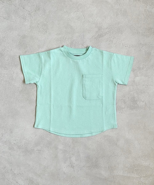 Life Support Products（ライフサポートプロダクツ）の「裾ラウンドポケットT(80～150cm)（Tシャツ/カットソー・キッズ・チャコール/ブルー/オフホワイト/アイボリー/ピンク/モカ/マスタード/ミント・100/110/130/140/80/90/95/120/150）」の6枚目の写真