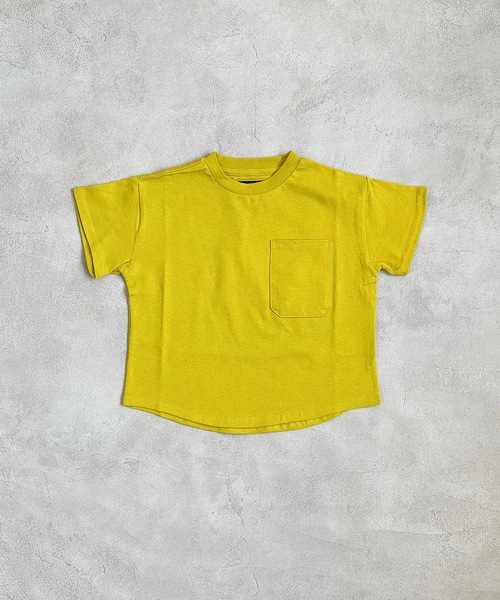 Life Support Products（ライフサポートプロダクツ）の「裾ラウンドポケットT(80～150cm)（Tシャツ/カットソー・キッズ・チャコール/ブルー/オフホワイト/アイボリー/ピンク/モカ/マスタード/ミント・100/110/130/140/80/90/95/120/150）」の8枚目の写真