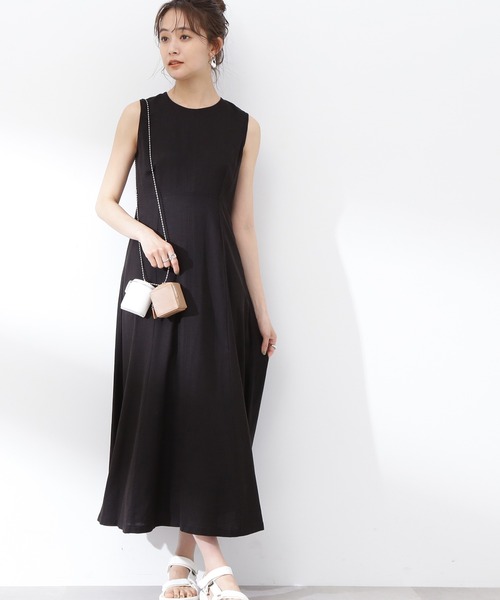 N.（N. Natural Beauty Basic）（エヌエヌナチュラルビューティーベーシック）の「【S Size Line】◆レーヨン麻ノースリーブワンピース（ワンピース・レディース・ベージュ/オレンジ/スミクロ・SMALL/MEDIUM）」の2枚目の写真