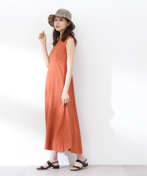 N.（N. Natural Beauty Basic）（エヌエヌナチュラルビューティーベーシック）の「【S Size Line】◆レーヨン麻ノースリーブワンピース（ワンピース・レディース・ベージュ/オレンジ/スミクロ・SMALL/MEDIUM）」の11枚目の写真