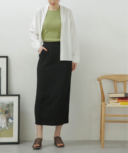 NANO universe（ナノユニバース）の「LB.04/カット楊柳シャーリングスカート（スカート・レディース・クリーム/ブラック/パープル/モカ・FREE）」の2枚目の写真