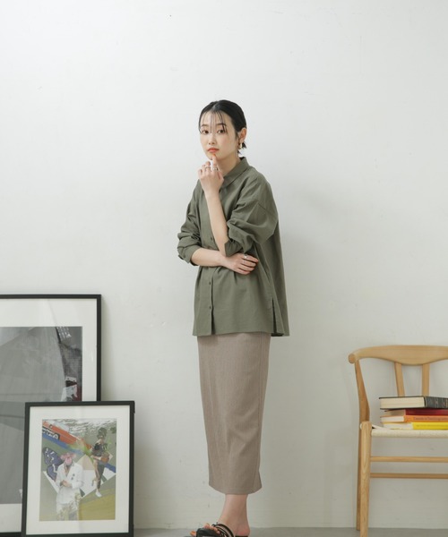 NANO universe（ナノユニバース）の「LB.04/カット楊柳シャーリングスカート（スカート・レディース・クリーム/ブラック/パープル/モカ・FREE）」の16枚目の写真